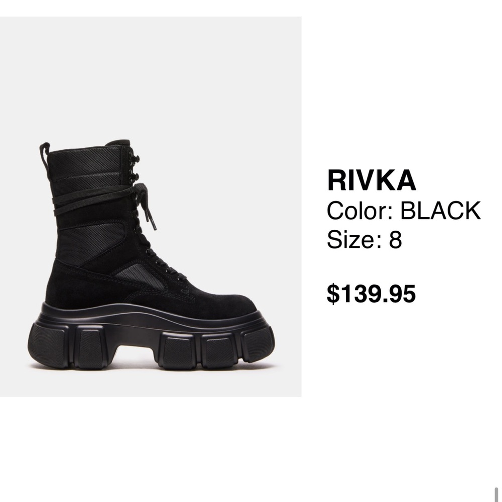 Steve Madden combat boots new. Walked in once around the garage. Size 8